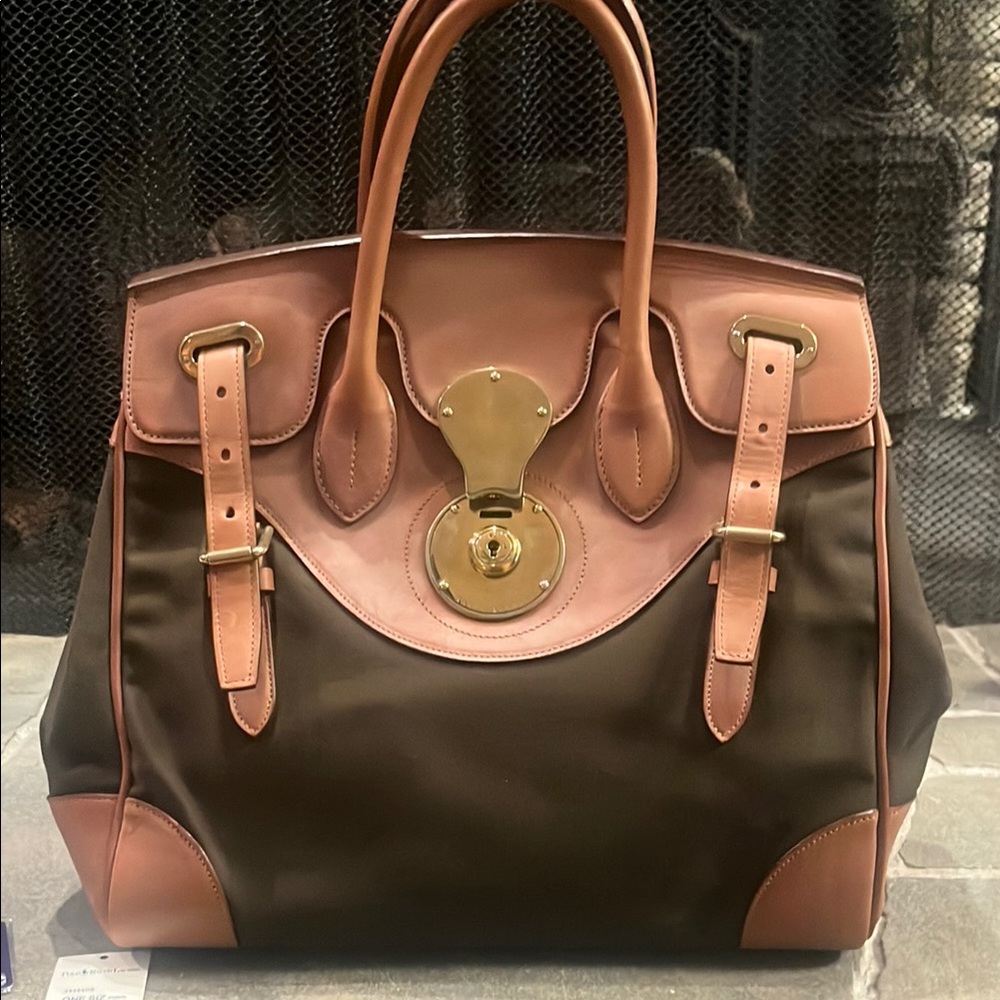 Ralph Lauren Chic Two-Tone Handbag with Gold Accents